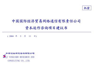 经济贸易咨询项目建议书（模本）概要